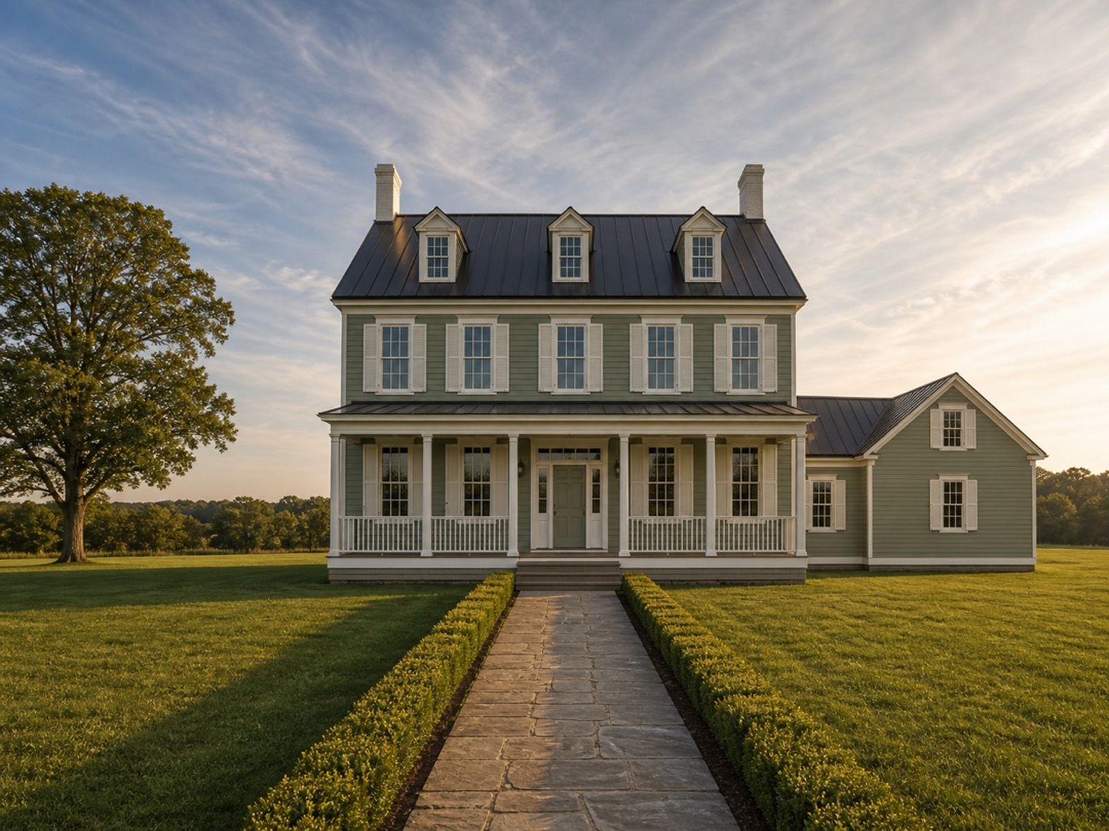 A restored 1834 sage farmhouse in Northampton, Ohio.