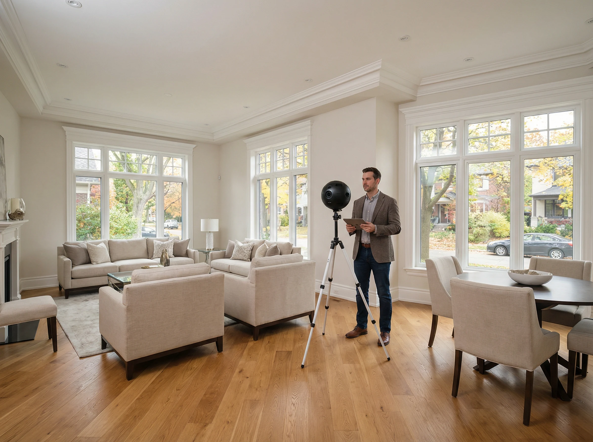 Professional 3D scanning technology being used in a home