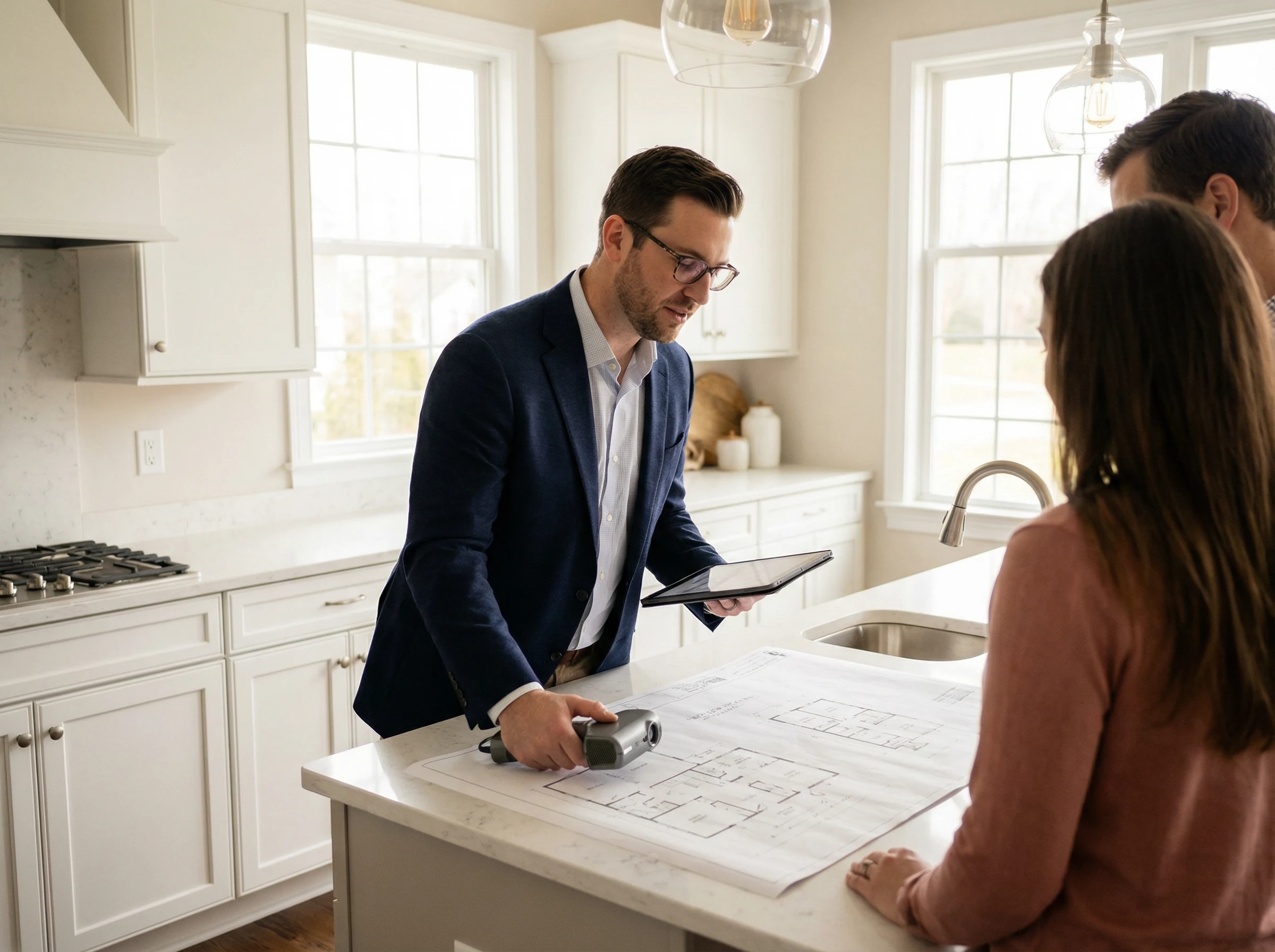 Professional on-site home consultation with 3D scanning technology