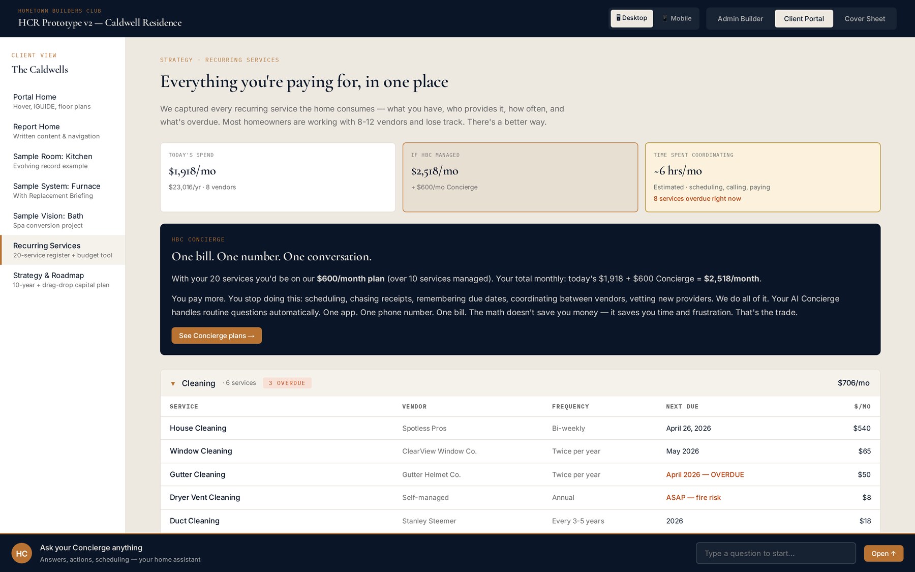 Recurring Services Register